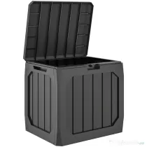 Outsunny Ladă de Depozitare Grădină 121L din Plastic, Cutie de Exterior cu Mânere, Impermeabilă și Bloccabilă pentru Unelte și Accesorii, 56x45x53 cm, Negru