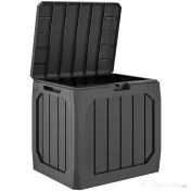Outsunny Ladă de Grădină 121L din Plastic, Cutie de Depozitare pentru Exterior cu Mânere, Impermeabilă și cu Încuiere, 56x45x53 cm, Negru | Aosom Romania 
