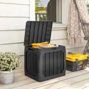 Outsunny Ladă de Grădină 121L din Plastic, Cutie de Depozitare pentru Exterior cu Mânere, Impermeabilă și cu Încuiere, 56x45x53 cm, Negru | Aosom Romania 