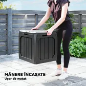 Outsunny Ladă de Grădină 121L din Plastic, Cutie de Depozitare pentru Exterior cu Mânere, Impermeabilă și cu Încuiere, 56x45x53 cm, Negru | Aosom Romania 