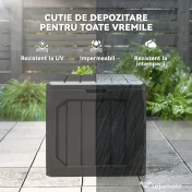 Outsunny Ladă de Grădină 121L din Plastic, Cutie de Depozitare pentru Exterior cu Mânere, Impermeabilă și cu Încuiere, 56x45x53 cm, Negru | Aosom Romania 