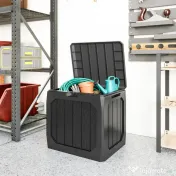 Outsunny Ladă de Grădină 121L din Plastic, Cutie de Depozitare pentru Exterior cu Mânere, Impermeabilă și cu Încuiere, 56x45x53 cm, Negru | Aosom Romania 