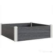 Outsunny Pat Înălțat de Grădină din Vinil, 102x102x33 cm, Kit Modular cu Picioare Interconectabile și Fund Deschis, Jardinieră pentru Flori, Ierburi și Legume, Gri Închis | Aosom Romania 