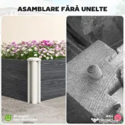 Outsunny Pat Înălțat de Grădină din Vinil, 102x102x33 cm, Kit Modular cu Picioare Interconectabile și Fund Deschis, Jardinieră pentru Flori, Ierburi și Legume, Gri Închis | Aosom Romania 