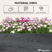 Outsunny Pat Înălțat de Grădină din Vinil, 102x102x33 cm, Kit Modular cu Picioare Interconectabile și Fund Deschis, Jardinieră pentru Flori, Ierburi și Legume, Gri Închis | Aosom Romania 