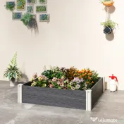Outsunny Pat Înălțat de Grădină din Vinil, 102x102x33 cm, Kit Modular cu Picioare Interconectabile și Fund Deschis, Jardinieră pentru Flori, Ierburi și Legume, Gri Închis | Aosom Romania 