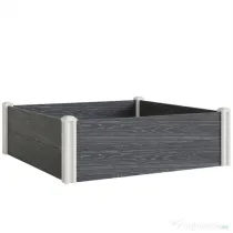 Outsunny Strat Înălțat pentru Grădină din Vinil, 102x102x33 cm, Kit Modular cu Picioare Îmbinabile și Bază Deschisă, Ghiveci pentru Culturi de Flori, Ierburi și Legume, Gri Închis