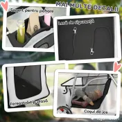 PawHut Cărucior pentru Câini de Talie Mică Pliabil, cu Roți Pivotante 360°, Coș de Depozitare, Pernă Lavabilă, Gri | Aosom Romania