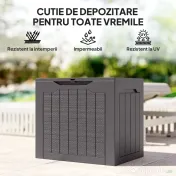 Outsunny Cufăr de Grădină cu Mânere, Container Unelte Impermeabil, 56x41x50 cm, Maro | Aosom Romania 