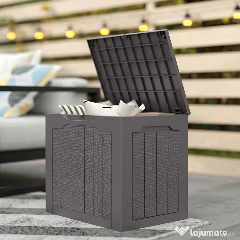 Outsunny Cufăr de Grădină cu Mânere, Container Unelte Impermeabil, 56x41x50 cm, Maro | Aosom Romania