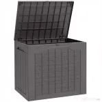 Outsunny Cufăr de Grădină cu Mânere, Container Unelte Impermeabil, 56x41x50 cm, Maro