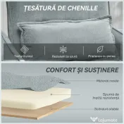 HOMCOM Fotoliu Pat 3 în 1 Pliabil, Spătar Reglabil 3 Poziții, Șezut Spațios, Pernă Detasabilă, Fotoliu Transformabil din Chenille cu Roți și Buzunare, 88x84x87 cm, Gri | Aosom Romania 