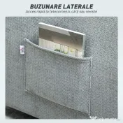 HOMCOM Fotoliu Pat 3 în 1 Pliabil, Spătar Reglabil 3 Poziții, Șezut Spațios, Pernă Detasabilă, Fotoliu Transformabil din Chenille cu Roți și Buzunare, 88x84x87 cm, Gri | Aosom Romania 