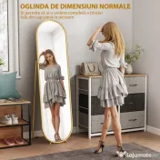 HOMCOM Oglindă Înaltă cu Cadru de Susținere, Oglindă Ovală pentru Dormitor sau Living, 40x4x160 cm, Auriu | Aosom Romania 