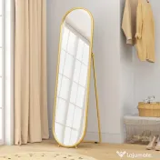HOMCOM Oglindă Înaltă cu Cadru de Susținere, Oglindă Ovală pentru Dormitor sau Living, 40x4x160 cm, Auriu | Aosom Romania 