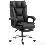 HOMCOM, Scaun de Birou, cu Suport, Piele sintetică rezistentă pentru animale, 66cm x 72cm x 113-121cm, Negru