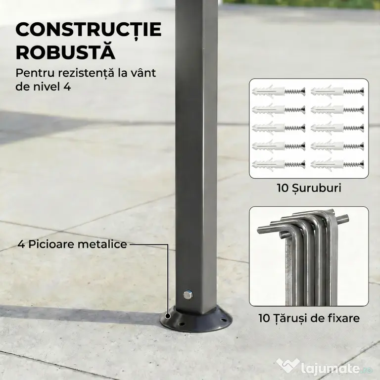 Outsunny Foișor de Grădină 3.2x3.2 m cu Acoperiș Extensibil, Foișor de Exterior cu Acoperiș Dublu Ventilat, Găuri de Drenaj, Cadru Metalic, pentru Grădină, Balcon, Petreceri, Terasă, UV30+, Gri Închis | Aosom Romania