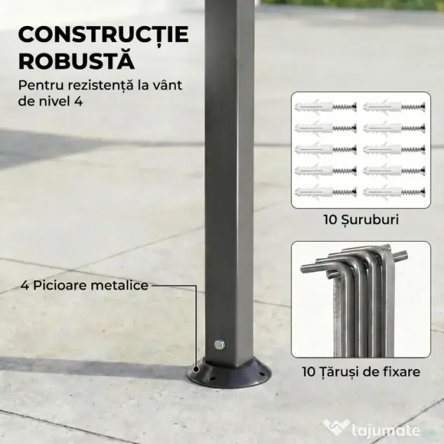 Outsunny Foișor de Grădină 3.2x3.2 m cu Acoperiș Extensibil, Foișor de Exterior cu Acoperiș Dublu Ventilat, Găuri de Drenaj, Cadru Metalic, pentru Grădină, Balcon, Petreceri, Terasă, UV30+, Gri Închis | Aosom Romania