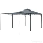 Outsunny Pavilion de grădină cu acoperiș extensibil și orificii de scurgere, din metal și poliester, 3,2x3,2 m, gri închis