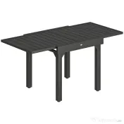 Outsunny Masă de Bucătărie Extensibilă pentru Terasă, 4-6 Persoane, 80-160 cm Masă Extensibilă din Aluminiu cu Blat din Lamele, Negru | Aosom Romania 