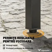 Outsunny Masă de Bucătărie Extensibilă pentru Terasă, 4-6 Persoane, 80-160 cm Masă Extensibilă din Aluminiu cu Blat din Lamele, Negru | Aosom Romania 
