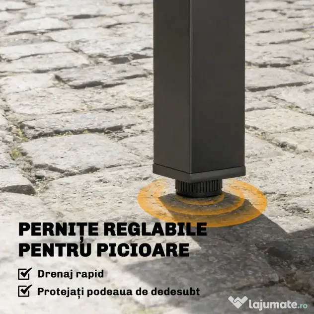 Outsunny Masă de Bucătărie Extensibilă pentru Terasă, 4-6 Persoane, 80-160 cm Masă Extensibilă din Aluminiu cu Blat din Lamele, Negru | Aosom Romania