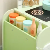 AIYAPLAY Set de Bucătărie de Jucărie din Lemn pentru Copii de 3+ Ani cu 15 Accesorii, Verde | Aosom Romania 