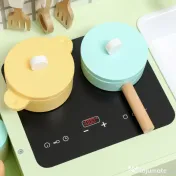 AIYAPLAY Set de Bucătărie de Jucărie din Lemn pentru Copii de 3+ Ani cu 15 Accesorii, Verde | Aosom Romania 