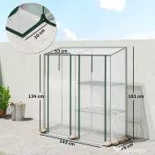 Outsunny Mini Seră cu 3 Rafturi, 2 Uși Rulabile, Seră pentru Grădină cu Cadru din Oțel și Acoperire din Plastic pentru Plante, Legume, Flori, Fructe, Anti UV, 143x45x151 cm, Transparentă | Aosom Romania 
