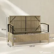 Outsunny Bancă de Depozitare 125L cu Pernă Confortabilă, din Metal, 123x70x82 cm, Bej | Aosom Romania 