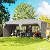 Outsunny Foișor 3x6 m Pliabil Tip Pop-Up cu Înălțime Reglabilă, Pereți Laterali, Benzi Reflectorizante, Saci de Nisip, Geantă de Transport, UV50+, pentru Camping, Petreceri, Gri Deschis | Aosom Romania 