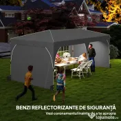 Outsunny Foișor 3x6 m Pliabil Tip Pop-Up cu Înălțime Reglabilă, Pereți Laterali, Benzi Reflectorizante, Saci de Nisip, Geantă de Transport, UV50+, pentru Camping, Petreceri, Gri Deschis | Aosom Romania 