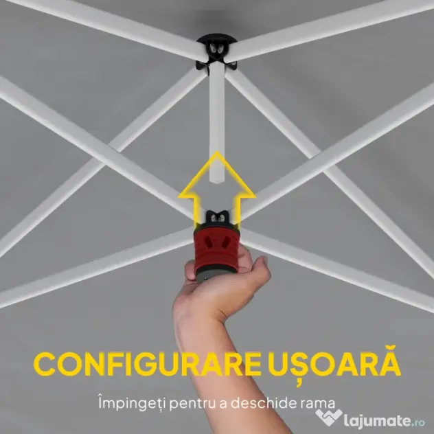 Outsunny Foișor 3x6 m Pliabil Tip Pop-Up cu Înălțime Reglabilă, Pereți Laterali, Benzi Reflectorizante, Saci de Nisip, Geantă de Transport, UV50+, pentru Camping, Petreceri, Gri Deschis | Aosom Romania