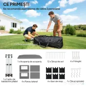 Outsunny Foișor 3x6 m Pliabil Tip Pop-Up cu Înălțime Reglabilă, Pereți Laterali, Benzi Reflectorizante, Saci de Nisip, Geantă de Transport, UV50+, pentru Camping, Petreceri, Gri Deschis | Aosom Romania 