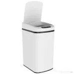 HOMCOM Coș de Gunoi cu Senzor, 12L, Buton Touch și Găleată Detașabilă, Oțel Inoxidabil, ABS și PP, 28x22x41 cm, Alb