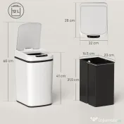 HOMCOM Coș de Gunoi de 12L cu Senzor Infraroșu, Buton Touch și Găleată Detașabilă, Coș de Gunoi din Oțel Inoxidabil, ABS și PP, 28x22x41 cm, Alb | Aosom Romania 