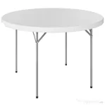 Outsunny Masă de Camping Rotundă Pliabilă, din Metal și HDPE, 120x120x74 cm, Alb