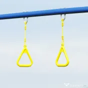 AIYAPLAY Set Leagăn de Grădină 3 în 1 pentru Copii cu Leagăn în Picioare, Inele Gimnastice, Cadru A din Oțel, Leagăne Duble pentru Copii, Capacitate 150kg, Exterior, 3-8 Ani, 285x160x181 cm | Aosom Romania
