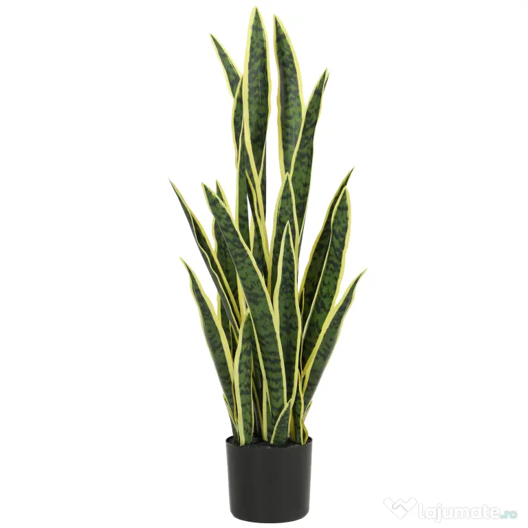 Outsunny Sansevieria Artificială cu Ghiveci pentru Interior și Exterior cu 21 de Frunze Ajustabile, Ø20x90 cm