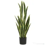 Outsunny Sansevieria Artificială cu Ghiveci pentru Interior și Exterior cu 21 de Frunze Ajustabile, Ø20x90 cm