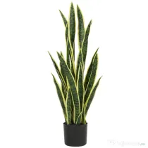Outsunny Sansevieria Artificială cu Ghiveci pentru Interior și Exterior cu 21 de Frunze Ajustabile, Ø20x90 cm