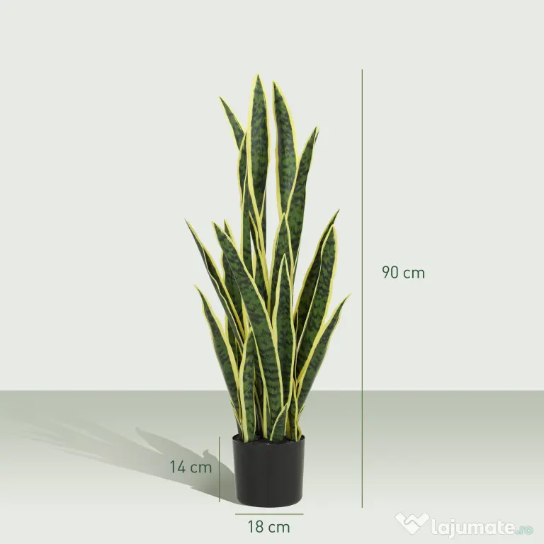 Outsunny Sansevieria Artificială cu Ghiveci pentru Interior și Exterior cu 21 de Frunze Ajustabile, Ø20x90 cm