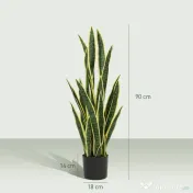 Outsunny Sansevieria Artificială cu Ghiveci pentru Interior și Exterior cu 21 de Frunze Ajustabile, Ø20x90 cm