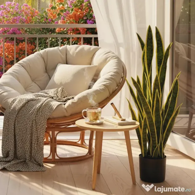Outsunny Sansevieria Artificială cu Ghiveci pentru Interior și Exterior cu 21 de Frunze Ajustabile, Ø20x90 cm