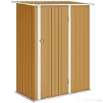 Outsunny Magazie pentru unelte din metal cu acoperiș înclinat și ușă blocabilă, 142x86x189 cm, galben