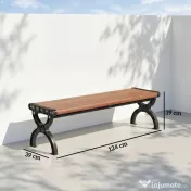Outsunny Bancă de Grădină 2 Locuri, Bancă cu Cadru din Metal și Efect de Lemn, Mobilier pentru Grădină, Terasă, Parc | Aosom Romania 