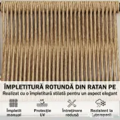 Outsunny Set Grădină, 5 Piese, Rattan Modular în L cu Perne, Culoare Bej | Aosom Romania 