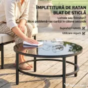 Outsunny Set Grădină, 5 Piese, Rattan Modular în L cu Perne, Culoare Bej | Aosom Romania 