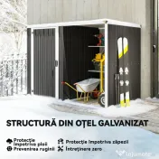 Outsunny Șopron de Grădină din Oțel Galvanizat, Ușă Blocabilă, 231 x 125 x 162 cm, Gri Închis | Aosom Romania