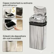 HOMCOM Cos de gunoi cu senzor 30L inox elegant | Aosom Romania